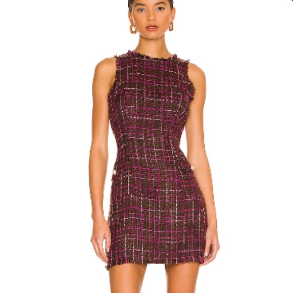 Majorelle Bernadette Tweed Mini dress pink chocolate brown - XS - Picture 1 of 12